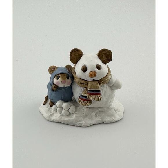 Wee Forest Folk "Snowman and Friend" M-084 AP 1982 Blue Snow Suit - Picture 2 of 10